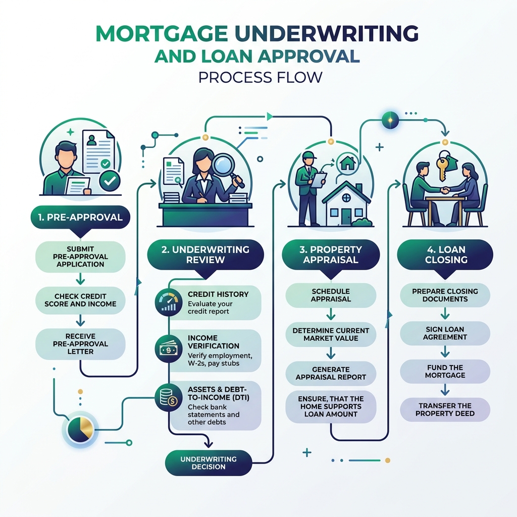 Mortgage Underwriting and Loan Approval Process Flow Diagram